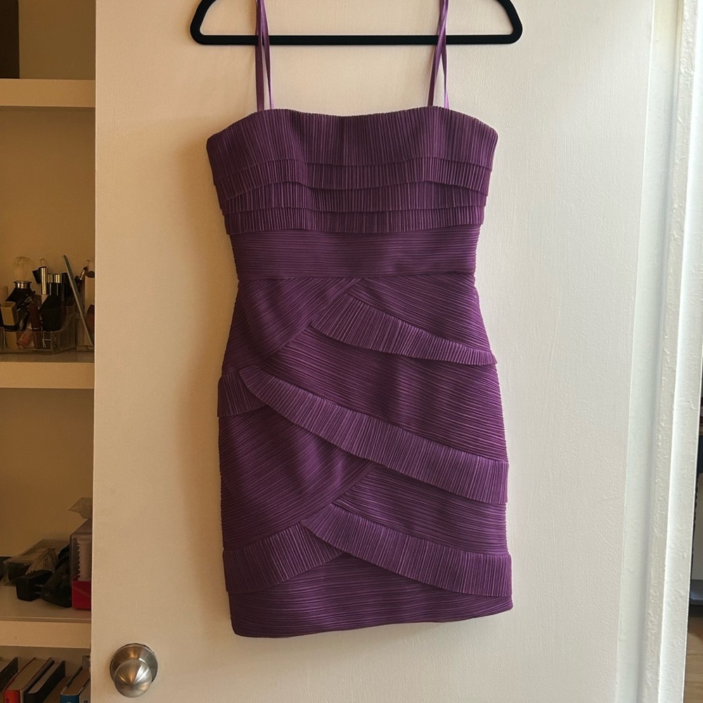BCBGMaxAzria Purple Pleated Mini Dress